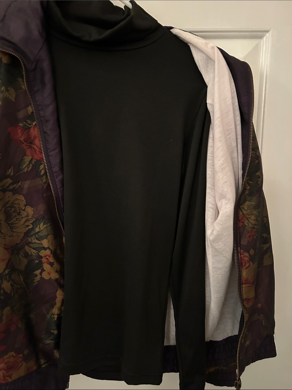 Avon Purple Floral Jacket with Gold & Red AND Black Lightweight Turtleneck - Picture 3 of 5